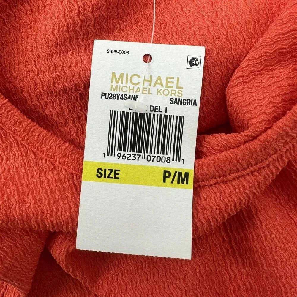 Michael Kors Mini Dress Size M Crinkle Textured Ruffle Hem‎ Sleeveless Crew Neck